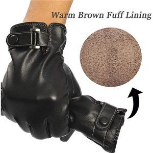 VICSPORT Men's Touchscreen Texting Leather Gloves Winter Warm Black Soft Gloves